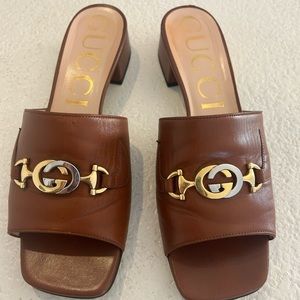 Authentic Gucci GG Zumi women’s sandal slide brown 40 10